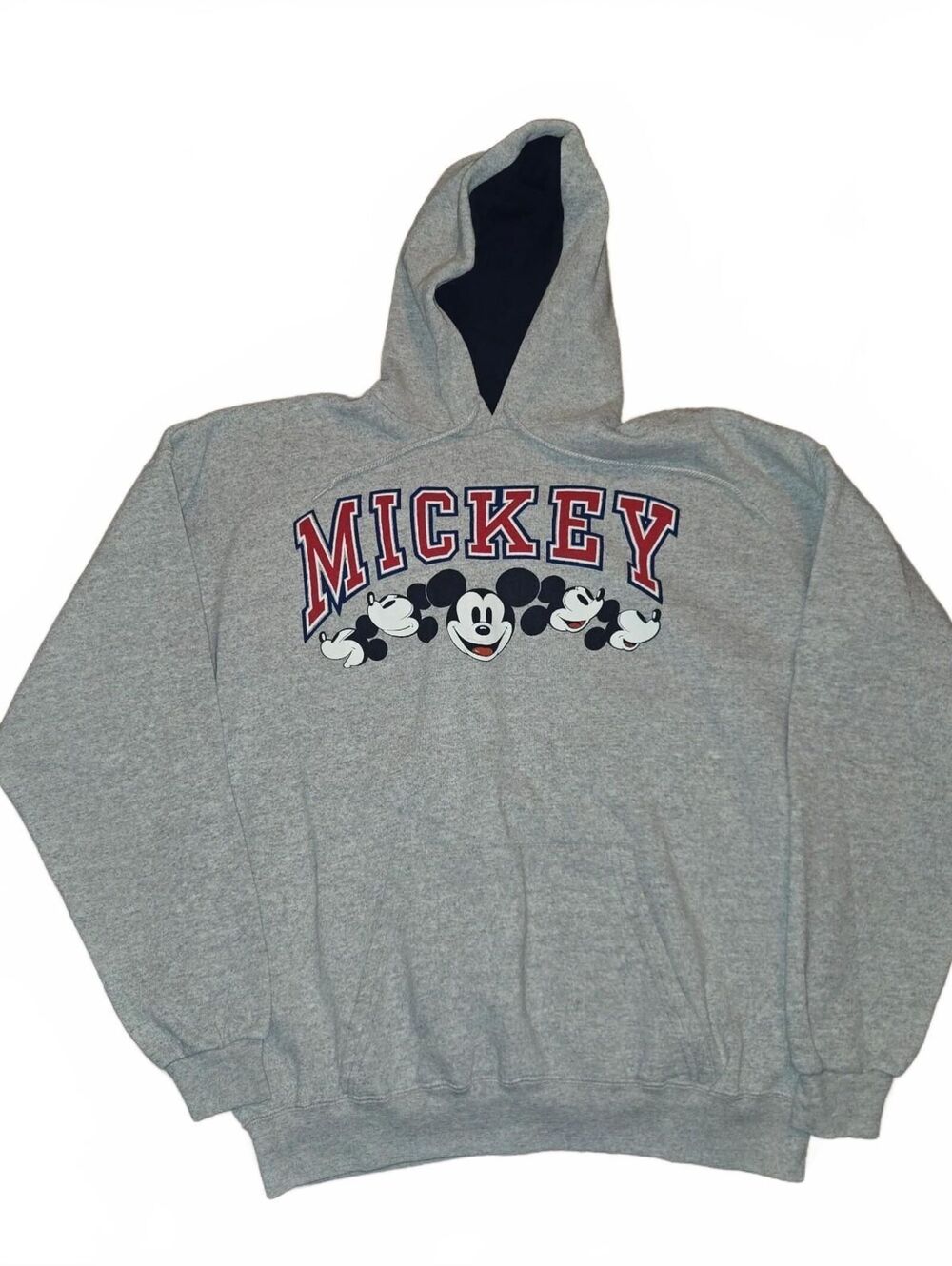Vintage 90's Disney Mickey Mouse Hoodie Adult Size XL Gray Blue EUC USA made